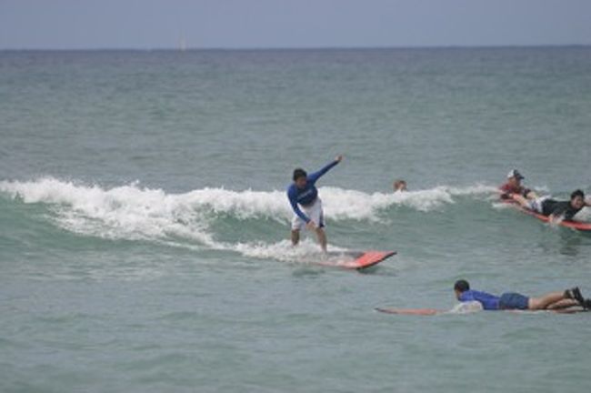 この時、波に乗れたと思いましたが、お〜と残念！！そのまま倒れこみました・・・。<br />