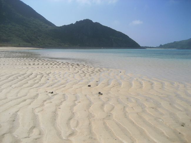 白い砂浜では、風紋のような模様ができていました。<br />ちょっと砂浜を掘ると貝がでてきました！<br />ガイドさんによると地元の子供たちが潮干狩りをしたりするそうです。楽しそう！