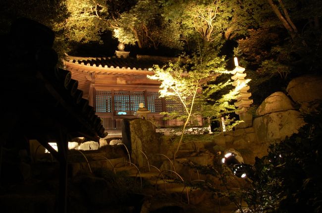 ライトアップされた由加神社