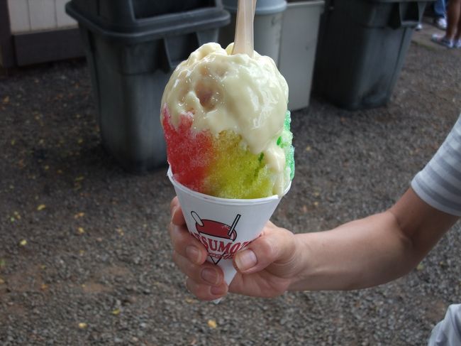 レインボウに練乳かけ　メニューにはスキムミルクと書いてあった