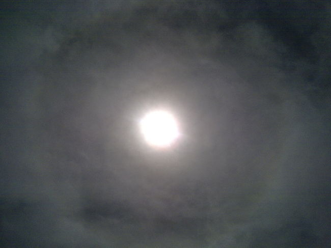 ダイビング初日は、あの２１世紀最大級「日食」の日だったのですが、太陽は雲の中。携帯カメラではよくわかりませんな・・・しかしちゃんと、三日月型に欠けて、なにやらひんやりと夕方の涼しさ。