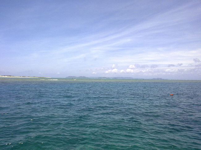 帰京前日の実質最終日は再び海へ。<br /><br />前日、HIS沖縄支店で「ケラマ無人島ツアー（終日）」に申し込み参加・・・したものの、海況が悪いとのことで、ナガンヌ島という無人島の沖に変更。<br />この島には上陸できず、クルーザーが停泊するまわりでマリンスポーツを楽しむという趣向、基本スノーケリング、オプションでバナナボートやらダイビングもあるのですが・・・なんせ船が揺れる為、船酔いで気分悪くなる方々が続出。<br />ドボンとヒト潜りスノーケリングして、お昼まえ船に戻ってきたら、２５人以上はいたはずのお客さんが１０人足らずに減ってる。。隣に横付け停泊していた同じツアー午前便のクルーザーで那覇港に戻ったんですか。<br /><br />海の中はお魚が多くて別世界。熱帯魚ももちろんキレイだが、透き通って美しいイカと至近距離で対面できたのに、１人感激していたのでした。。。