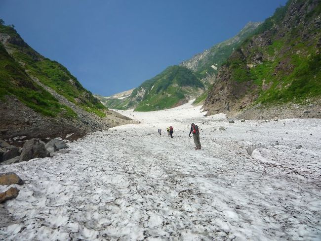いよいよ大雪渓を登ります