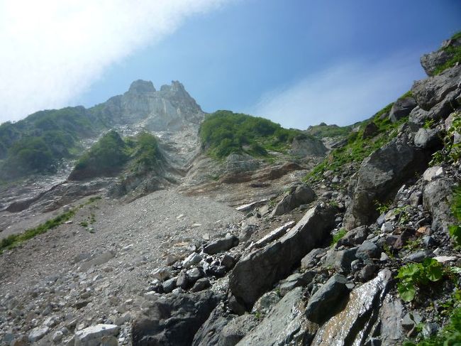 草付きの苦しい登りが続きます、ここで体に異変が････