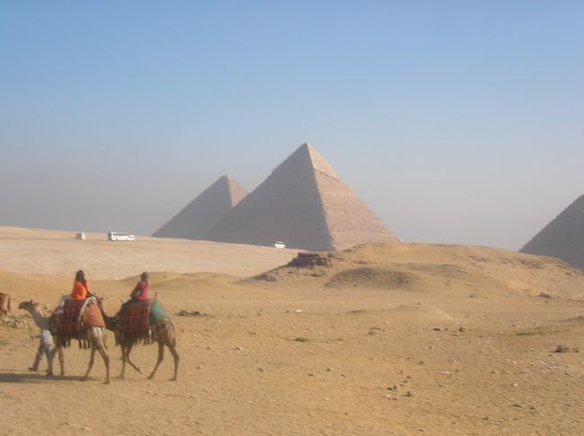 ピラミッドバックにこんな感じで♪<br /><br />ラクダ乗りはぼったくられる!!お金払うまでおろしてもらえない!!と聞いてましたが、私達はツアーのガイドさん経由で１０００円で１５分乗りました☆