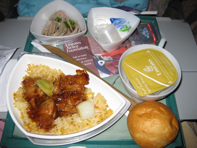 最後は機内食で締めます☆<br /><br />　①まずは、カイロ→ドバイ便の焼き鳥丼