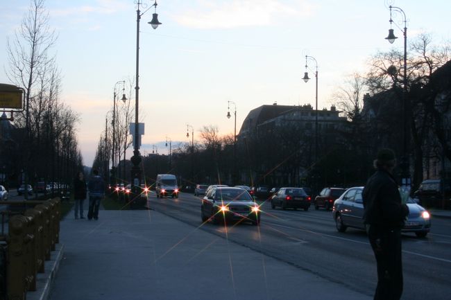 英雄広場に向かって伸びているアンドラーシ通りは、<br />とにかく車が多い！<br />並木道がキレイで世界遺産に登録されたらしいですが、冬なので良く分からず。