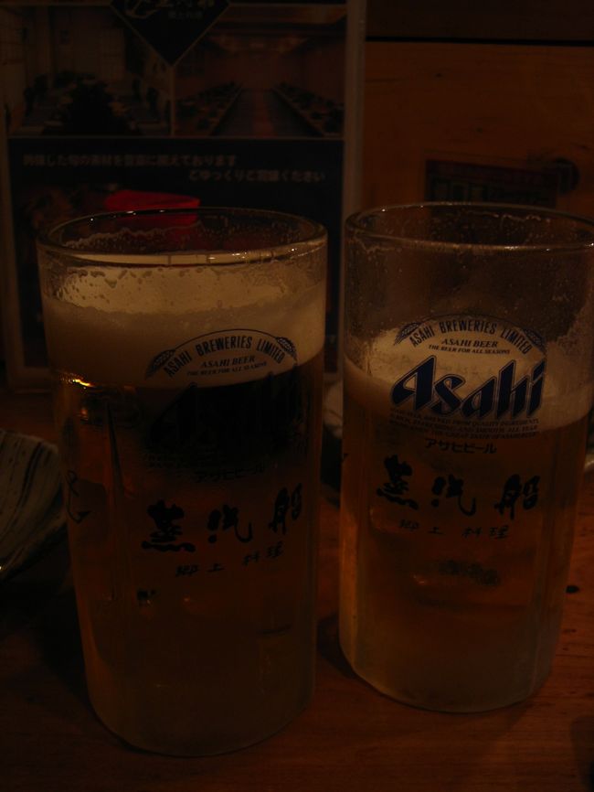 祭りを後にし、地元のお店で乾杯。<br />蒸気船というお店。<br /><br />