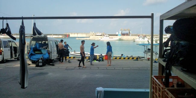 携帯での撮影なので、海上の写真はありません。<br />実はこの日、海がかなりうねっていて、船がかなり揺れました。港からジンベエザメが飼われている生け簀まではわずか５分ほどなのですが、既にダメージ（船酔い）を食らってしまいました。<br />慌てて海に飛び込んでも揺れはおさまらず、むしろシュノーケリングで浮かんでいるため波にもまれ続け、船酔いは酷くなる一方。シュノーケリング時間３０分の予定を１５分ほどで切り上げる羽目になってしまいました。<br />でも、ジンベエザメは見られました。水族館とはまた別の迫力に興奮です。