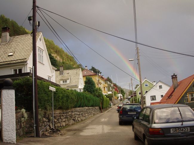 こんなところで虹が