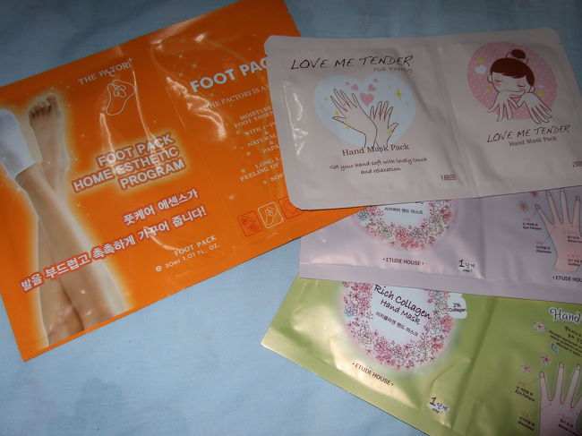 ハンドパック＆フットパック。エチュードハウスとフェイスショップのもの。