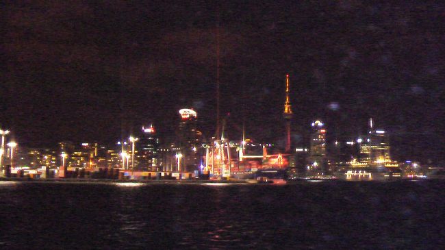 船から見るオークランドの夜景