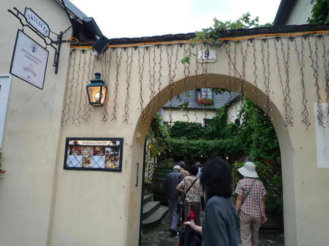 ウィーンの森に到着！！<br /><br /><br />ここは有名なワインの産地<br /><br />ホリイゲというウィーンの居酒屋へ☆<br /><br />ちなみにホイリゲとはドイツ語で「今年の」という意味で、そこから「今年の新酒」を意味するようになり、いまでは「新酒が飲める作り酒屋」も同じように’ホイリゲ’と呼ぶようになったとか☆<br /><br /><br />もちろん秋には新酒が飲めるんでしょう。<br /><br />実は、ボジョレー・ヌーヴォーより歴史がある新酒なのです。<br /><br /><br />ちなみにこのお店の名前は「パッサウアーホーフ」<br />グリンツイング最大規模のホイリゲみたいです