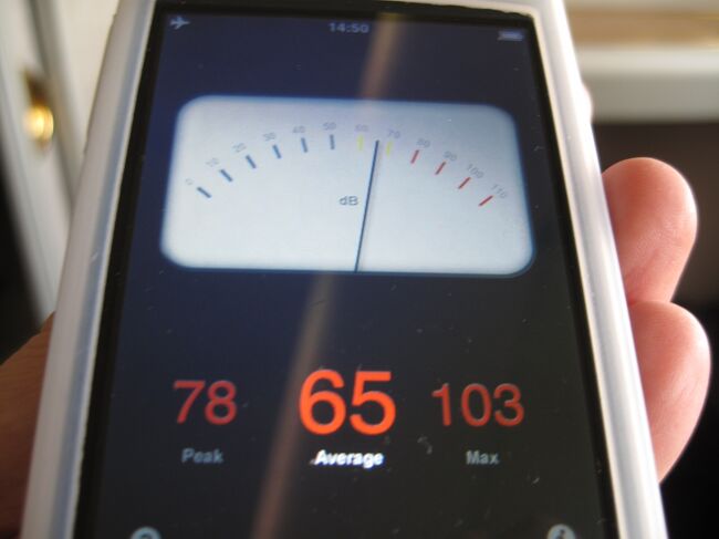 気が付いたらプッシュバッグしてて慌てて計測。<br /><br />やっぱり静かだ。<br />ちなみ電車で80くらいだろうか。