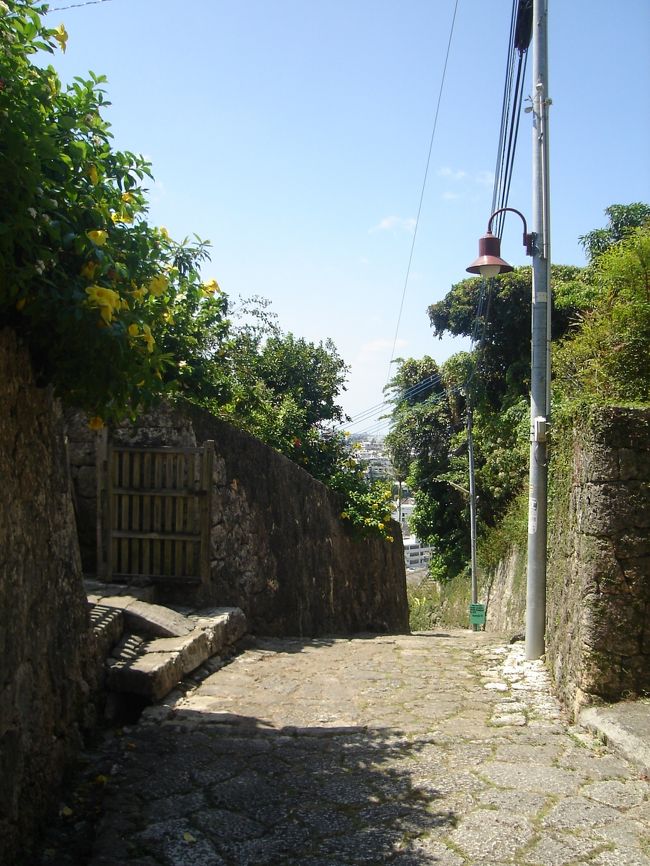 琉球石灰岩が敷かれた坂を下りて行くと･･･