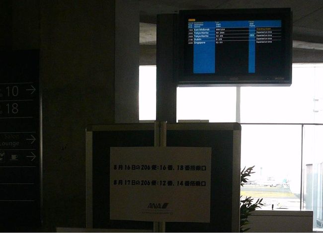 ＣＤＧに戻ってきました。<br />同じサテライトよりＨＨ２０６便が２便出発するため珍しい表示になっています。<br />ちなみに私たちの便は便宜上ＮＨ２０６Ａ（１６日）と管理されていたようです。