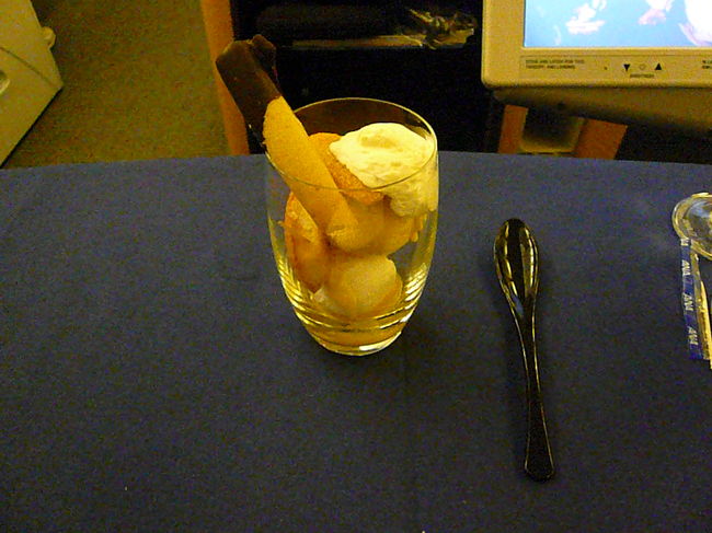 デザートです。<br /><br />航空機は予定通り成田の到着しました。<br />荷物の受け取りで２日分の航空機が到着するということで混乱しましたが、無事に荷物を受け取りも終了。<br /><br />NEXのﾁｹｯﾄを予約し、ANAの到着ﾗｳﾝｼﾞで一休みした後、NEXと地下鉄にて自宅に到着です。<br /><br />