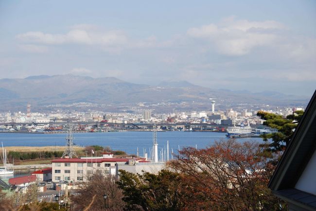 元町公園からの函館湾と五稜郭タワー<br /><br />