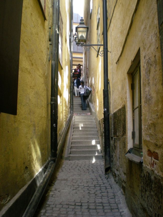 みんな、この道を見つけると通ってみたくなるみたいです。<br /><br />ガムラスタンで最も狭い、<br />モーテン・トローツィグ・グレンという通り。