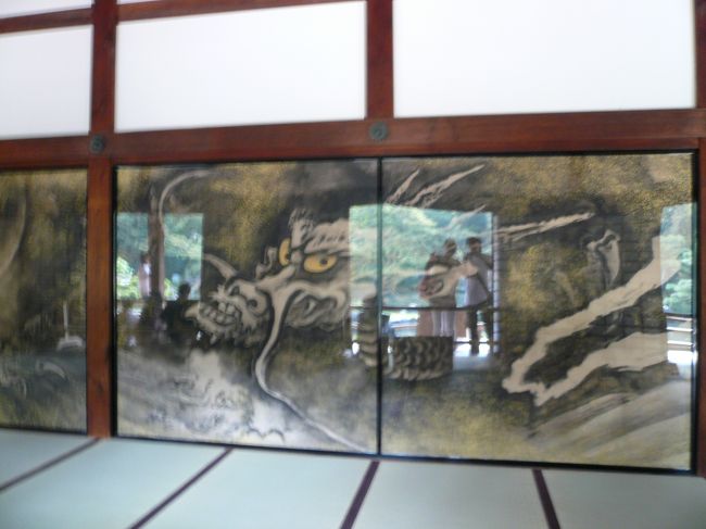 以前はガラスが無かったため反射することもなかったそうですが、格好良い龍の襖絵を観ることが出来ました。
