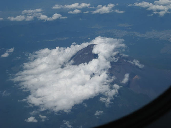 富士山。<br /><br />注意：A380ビジネスクラスの一番前の席(Aコンパートメント)の窓側には「窓がありません！」。