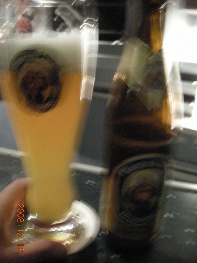 せっかくなので食堂車に。ビールとソーセージで一人乾杯。<br />旅に出た実感がわいてくる。<br />午前２時に就寝。日本時間では午前１０時。長い一日だった。