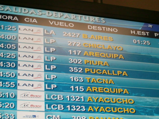 ロスからペルーリマへ。<br />（ここでの飛行時間は約８時間３０分）