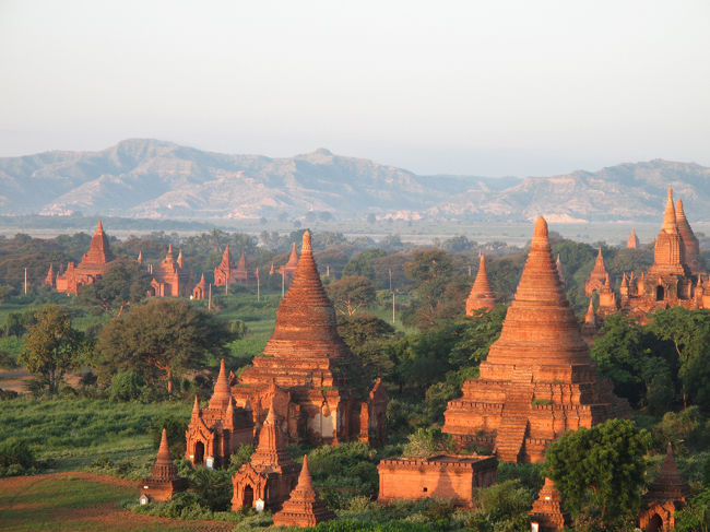 朝焼けの仏塔。