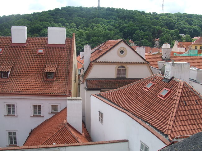 レンガ色の屋根と白壁のコントラストが美しい。