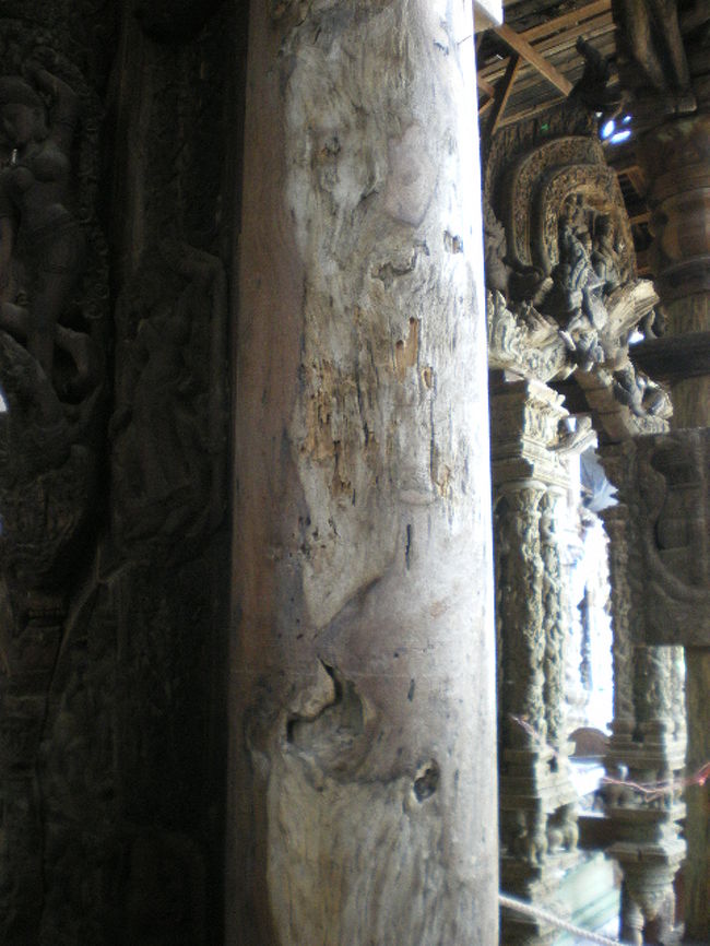 場内ですが天然肌の出た柱です。