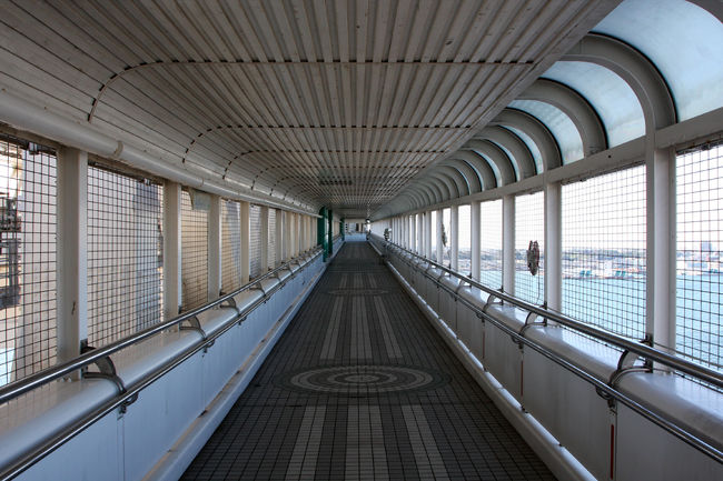 通路ですが、結構長い距離を歩きます。<br />フェンスのところどころには穴が開いていて、カメラで撮影しやすいようになっています。