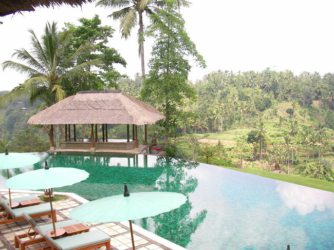 一度に2組以上の人がいることのないプール。<br />みなさん、ヴィラのプールにいるのかな。