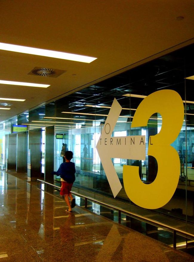 12：20にシンガポールへ到着。<br />行きは飛行機の到着時間がギリギリだったため、全速力で走った記憶しか残っていないけれど(笑)、今回は時間たっぷり（＾◇＾）<br />深夜便で帰国するため、シンガポール滞在時間を延長したくてわざわざ午前便を選んだので約12時間フリーに。<br />スーツケースは日本までスルーだけど、余分な手荷物を預けたくて帰国便の出発建物へ向かう。<br />目指すはターミナル３…さすがハブ空港！デカい。