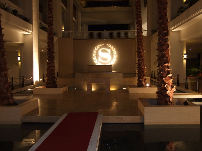 お腹いっぱいで少し運動をかねてホテル内を散策。<br />ライトアップされていて綺麗です。