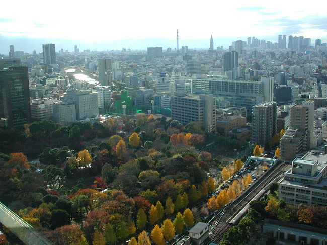 空中散歩。シビックセンターから新宿方向。<br />小石川後楽園、丸の内線が見える。