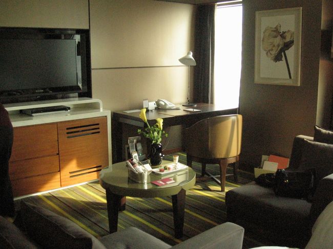 テレビを観るのにちょうどよいソファがあります。<br />我が家より快適かも。