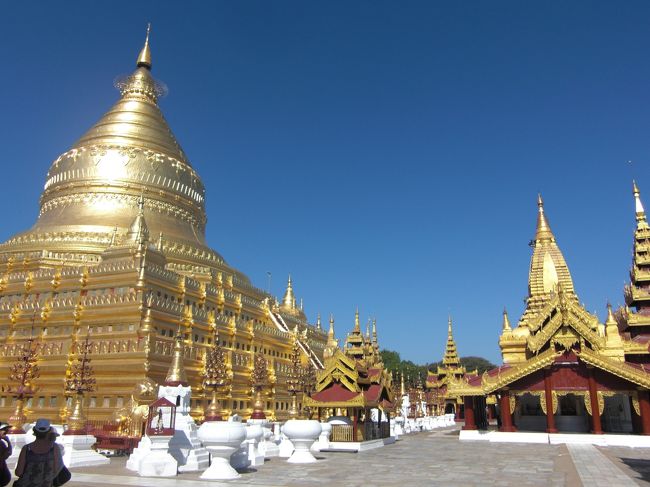 レンガ色のバゴタばっかり見てきたせいか、金色と白色がとても綺麗です。ここのパヤーの形がミャンマースタンダードの形となってそうです。