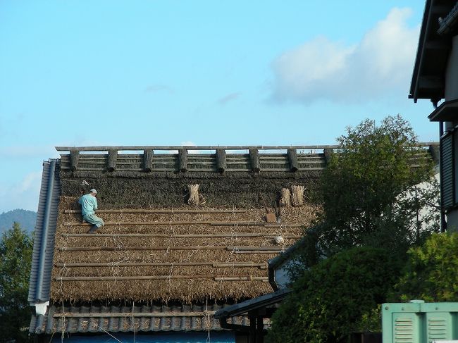 バス停まえ　屋根工事風景<br /><br />　　　バスに乗り　県庁前へ<br /><br />　　　　　　続く<br /><br />次回　奈良県庁屋上から