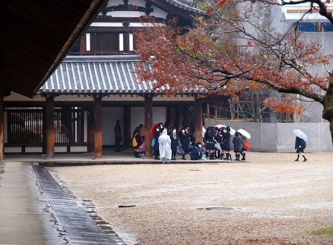 回廊　経蔵付近の学生さんたち<br /><br />　　　※可愛い。。