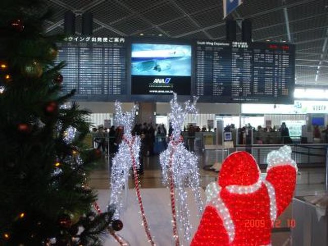 　成田空港ターミナル1<br /><br />☆出発ロビーのクリスマス飾り（サンタとトナカイ）：後ろから