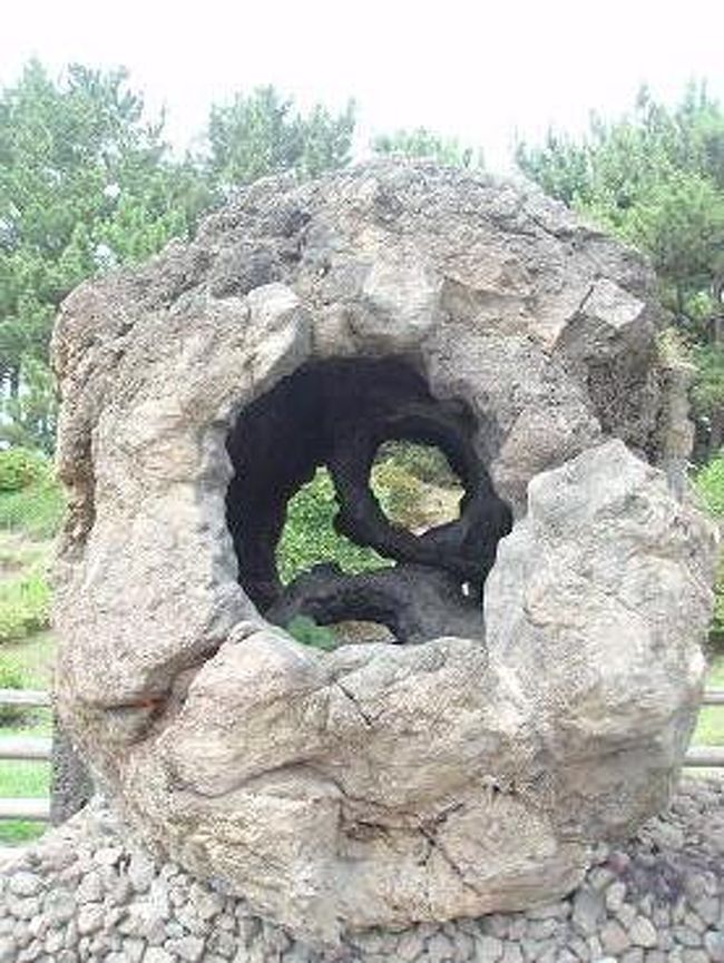 火山が爆発して、溶岩が岩の中を流れた跡だったかな？