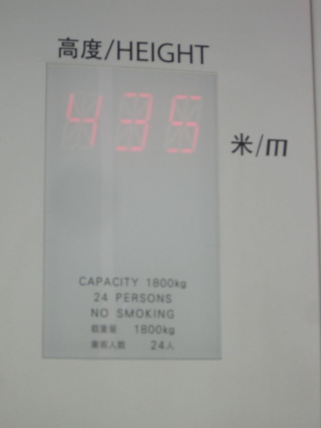 最初にエレベーターで９４階、４３５メートルまで行きます