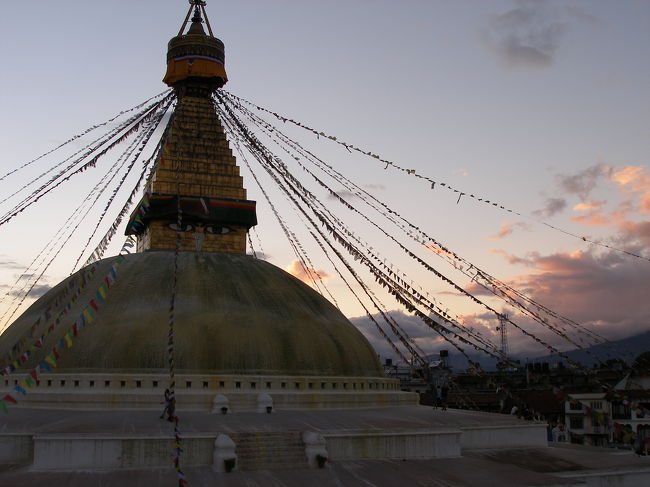 一日ボダナートの周りでぼーっとしていると日が暮れてきました。