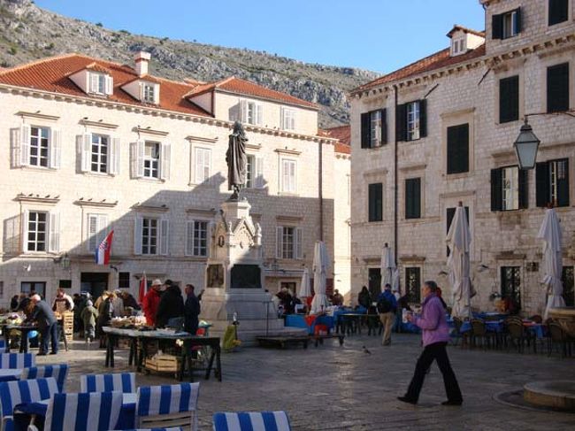 ←ドブロヴニク旧市街、グンドゥリチェグ広場の朝市