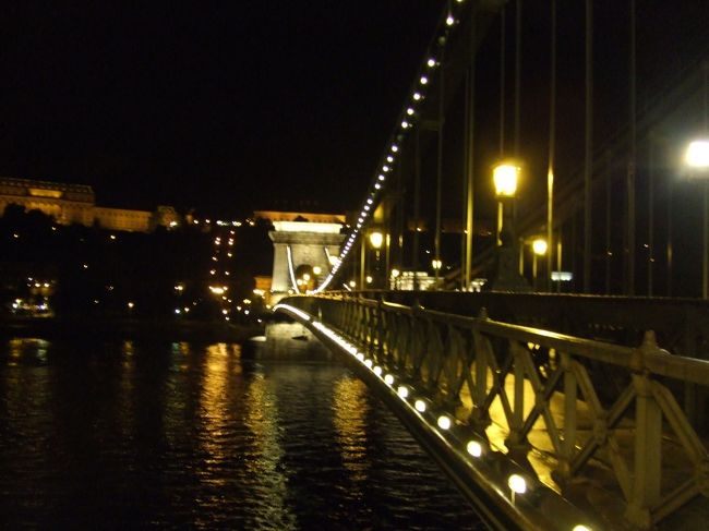 くさり橋の夜景。素晴らしい夜景だったので、やっぱり行ってよかった。ただ、たぶん観光的には、もう少し前の時間帯なのだと思う。このときは２１時すぎだったから。