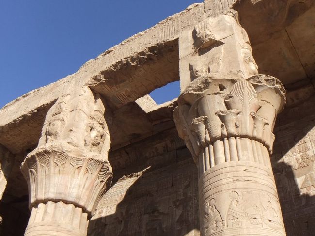 柱の上の部分はこのようになっています。開いた花のような模様が１本１本違っています。