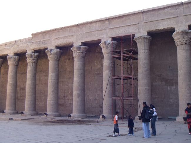 右側にも円柱が並んでいます。よく見ると、柱の上の開いた花のような形がそれぞれ違っています。