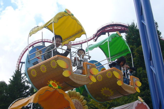 観覧車です。<br />絶叫マシンは大好きですが、<br />観覧車は苦手です。<br /><br />でもこれは小さいので大丈夫。