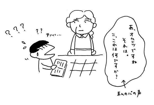 あまりの出来事に焦ったわたしは、オムレツを頼むことをあきらめ、違うものを指さして聞いてみる。