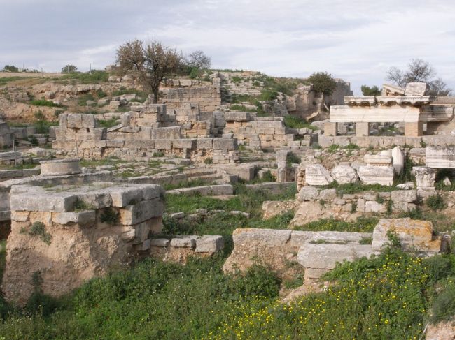 コリントの遺跡。コリント中心部からタクシーで10分くらい、確か20ユーロていどで行けます。アテネと違い静かで、鳥の鳴き声が響き、しばし古代の世界へ。<br />観光客も少なく（冬だけかも）、ゆっくり堪能できる遺跡です。わたしはとても気に入りました。